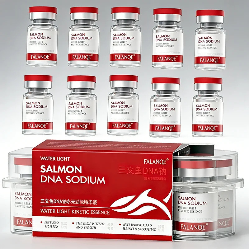 10 ชิ้น/กล่อง Salmon DNA Sodium Facial Serum Ampoule Fine Lines Collagen Essence Facial Moisturizing Firming Skin Care