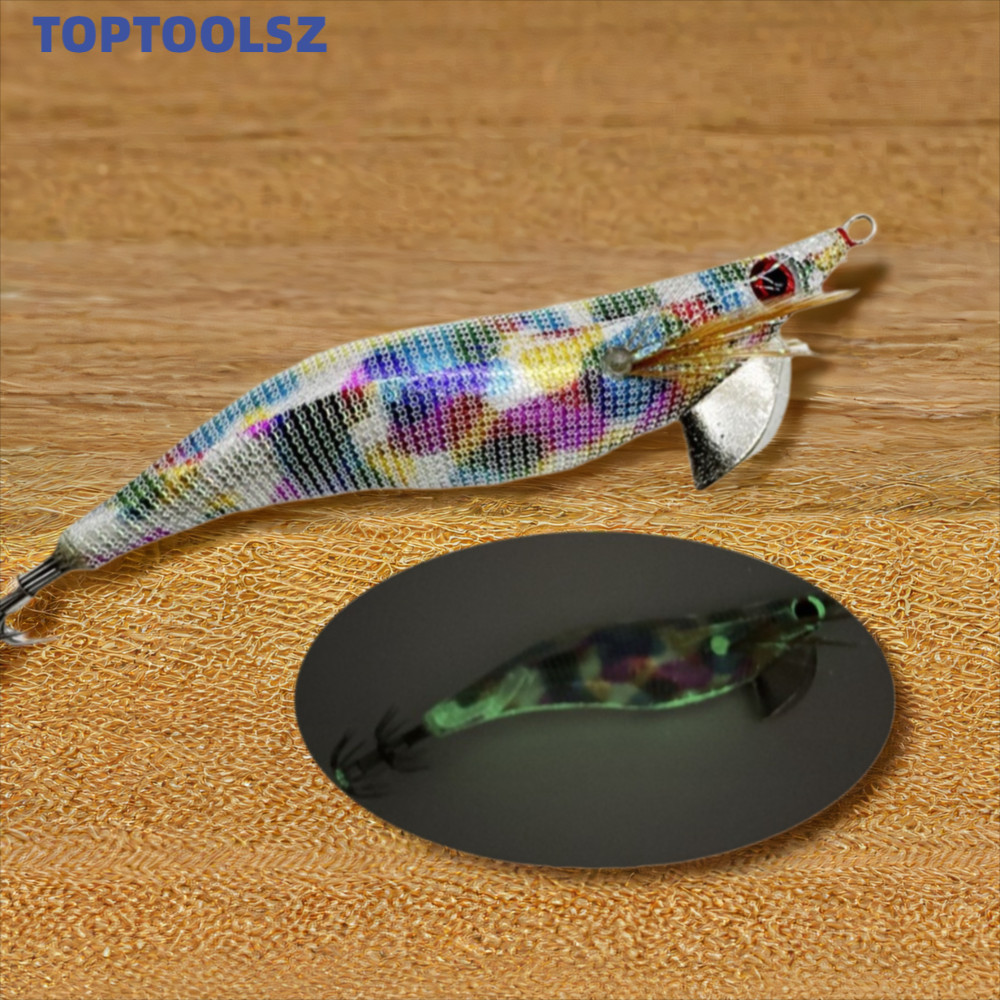TOPTOOLS จิ๊กปลาหมึก สไตล์ญี่ปุ่น สำหรับตกปลาในกลางคืน เหยื่อล่อ UV 3.5 นิ้ว