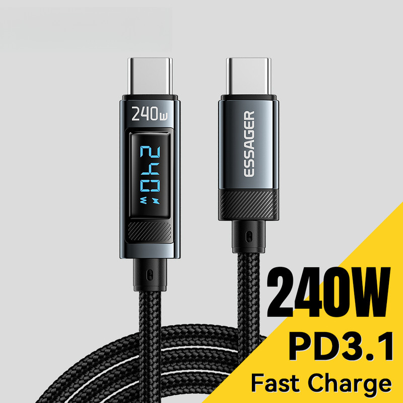 Essager 240W USB Type C ถึง USB C สาย 100W PD 3.1 สายชาร์จเร็วสําหรับ iPhone 15 Pro Max MacBook Pro 