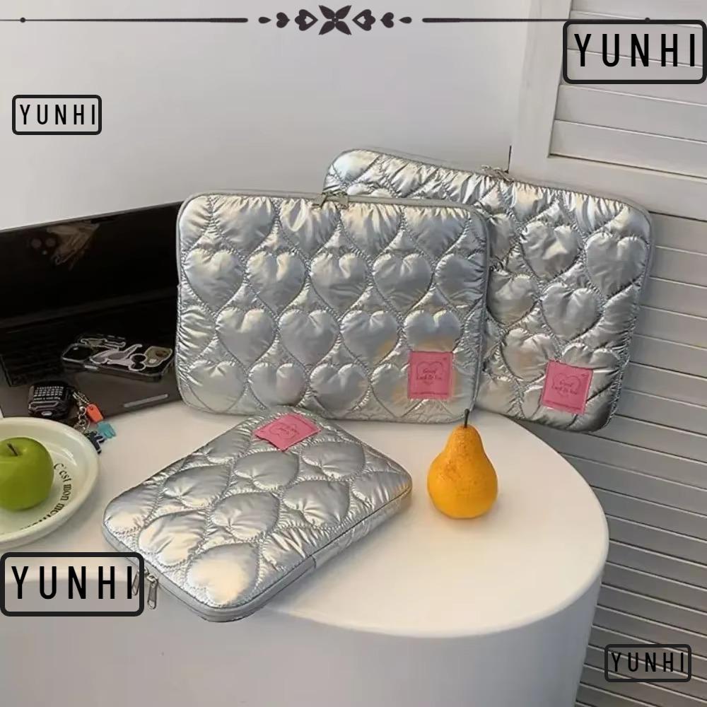 YUNHI แล็ปท็อปพอง, เย็บปักถักร้อย 11/15 นิ้วกระเป๋าแท็บเล็ต, รูปแบบความรักแบบพกพา|กระเป๋าโน๊ตบุ๊คกันกระแทกสีสําหรับ|กระเป๋าด้านใน