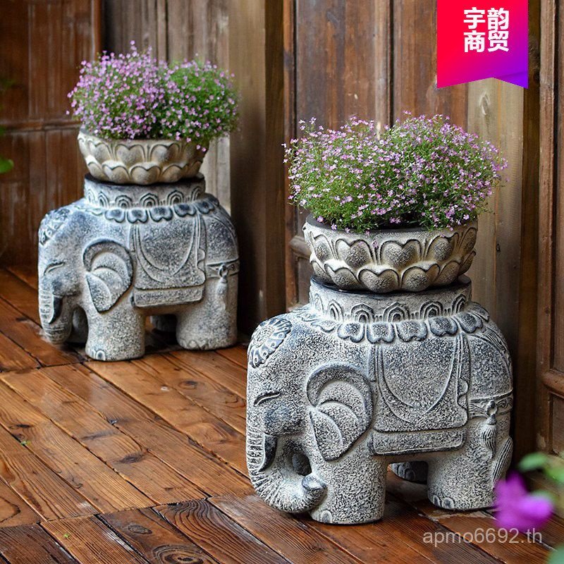 เลียนแบบฐานประตู Courtyard Elephant ประตู Stump เครื่องประดับ Garden Town House เงินประตู Stump ตกแต