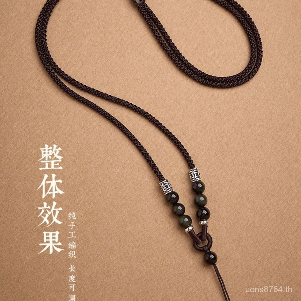 สร้อยคอคริสตัลถักด้วยมือ ออกแบบสวยงาม มีจี้.obsidian สำหรับทั้งผู้ชายและผู้หญิง PHB5