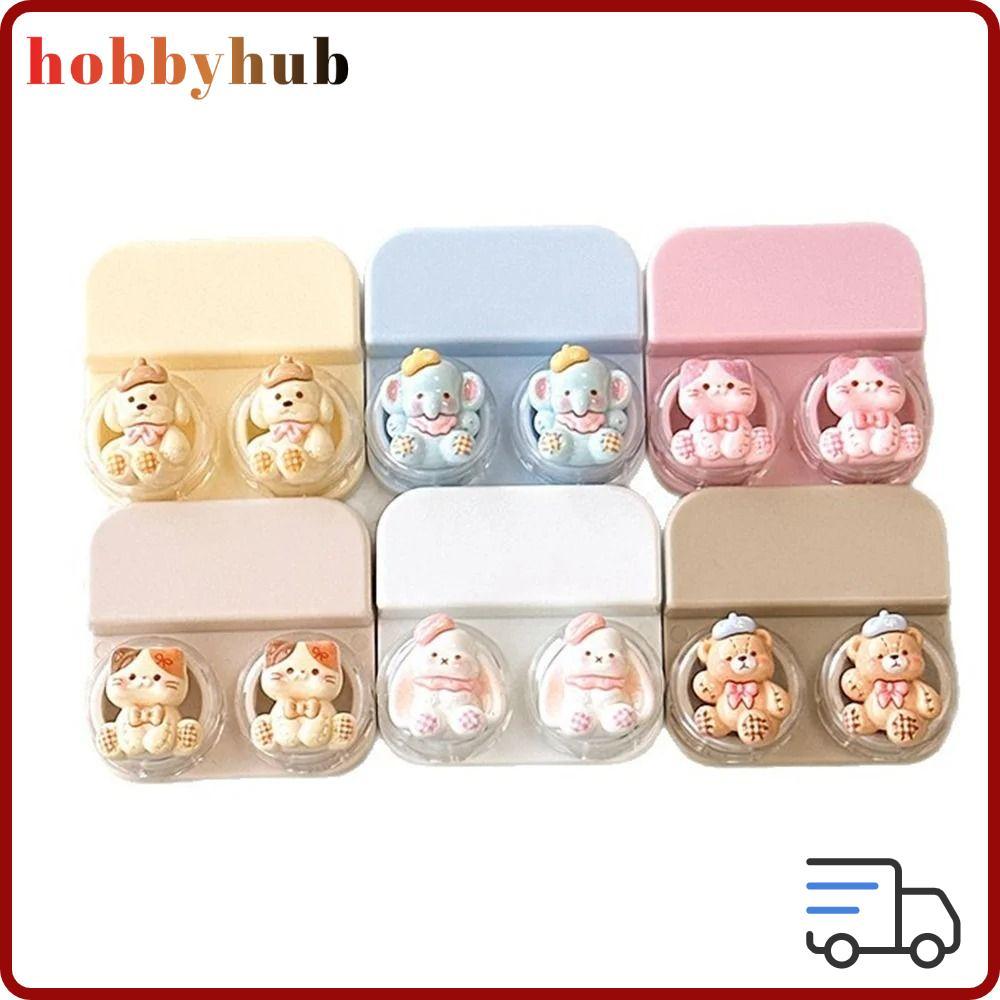 กล่องเลนส์ HOBBYHUB, คอนแทคเลนส์ ABS การ์ตูน, แบบพกพาพร้อมไม้กายสิทธิ์ดูดพร้อมแหนบเลนส์แบบลิ้นชักเดิ