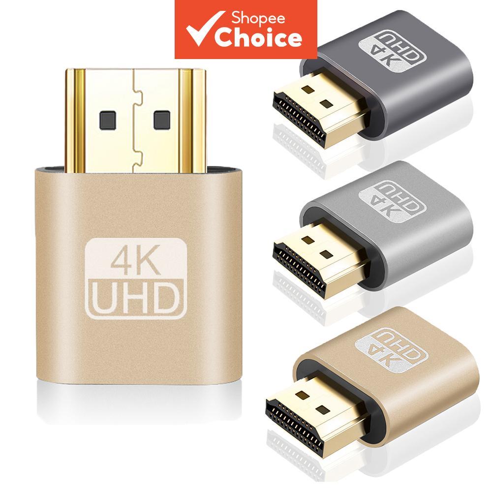 อะแดปเตอร์แสดงผลเสมือน HDMI เข้ากันได้กับ VGA 4K 1.4 DDC EDID ตัวจําลองดองเกิลแสดงผลไร้จอมอนิเตอร์ การ์ดจอแบบหัวล็อค