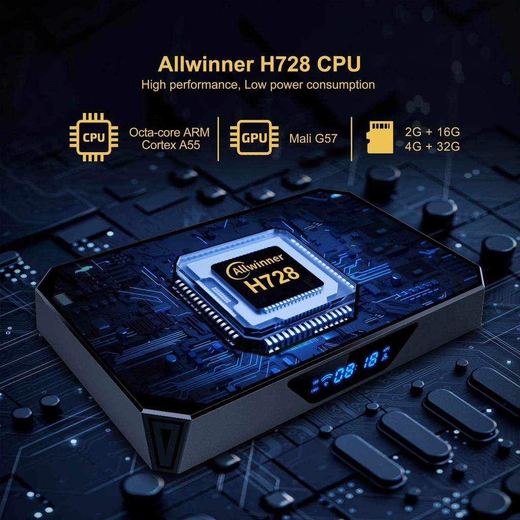 X96Q PRO+Quanzhi H728 Android14 กล่องทีวีรองรับความละเอียด 8K พอร์ตเครือข่าย Gigabit WIFI6