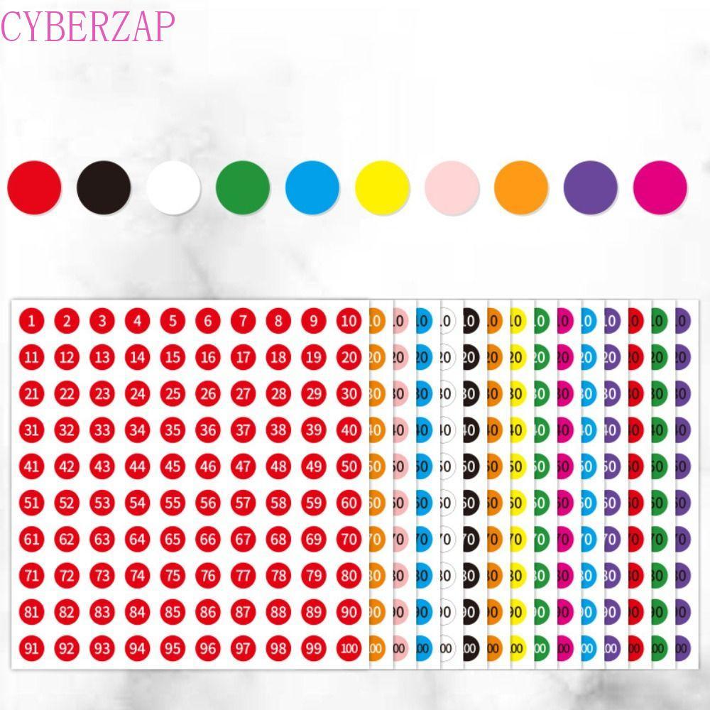 CYBERZAP 100Sheets Labels Number Stickers, 1-100 10mm Consecutive Number Stickers, Distinguish Style