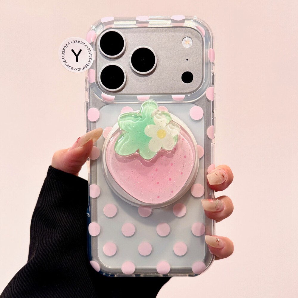 Ins สีชมพู Polka Dot น่ารักสตรอเบอร์รี่เหมาะสําหรับ รูปที่ 6