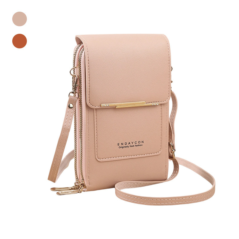 [พร้อมส่ง] กระเป๋าใส่โทรศัพท์ ทัชสกรีนได้ กระเป๋าสะพายข้างใบเล็กผู้หญิง หนัง PVC สีพาสเทล มินิมอล มีช่องใส่บัตร