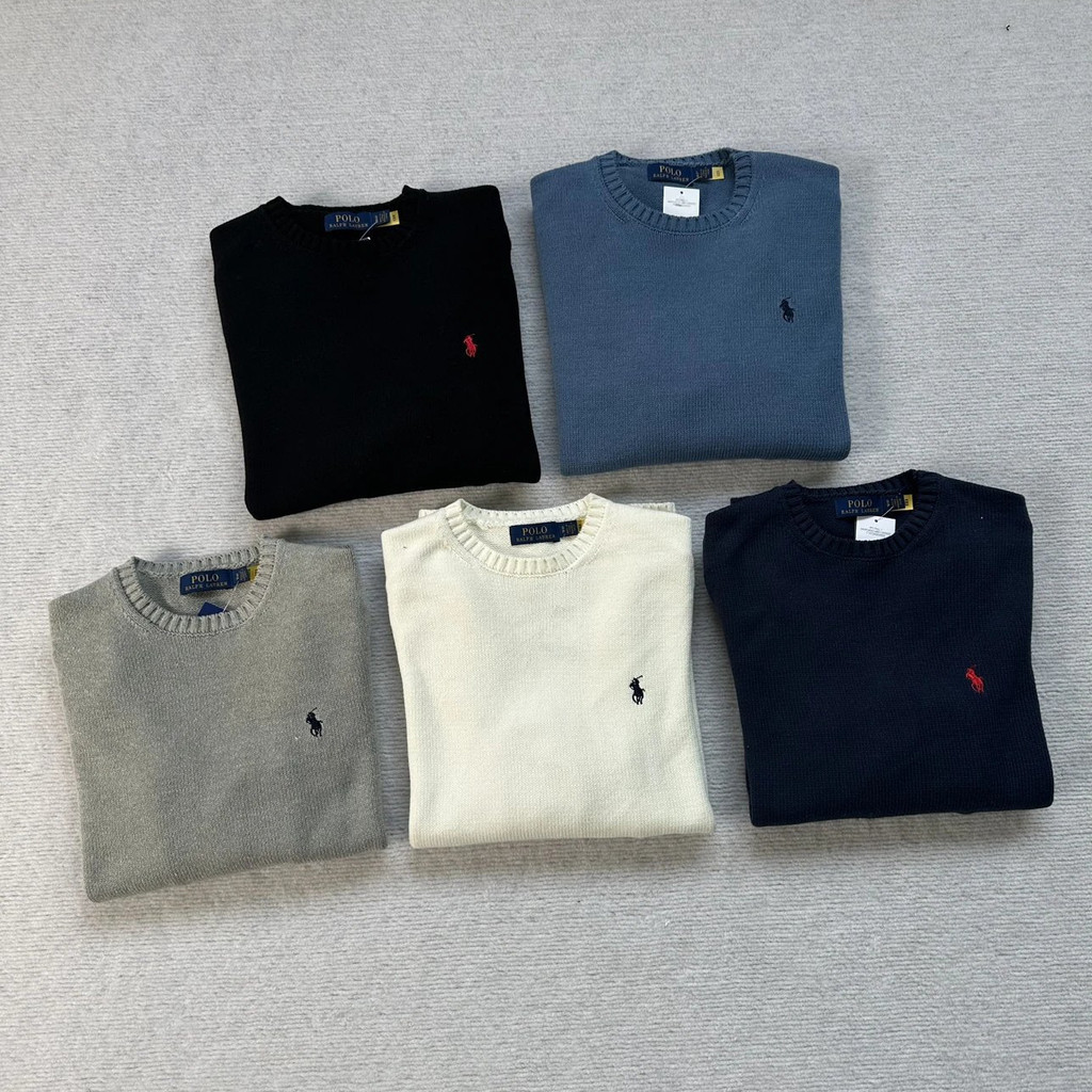 NH4J RL Embroidered pony knit crew neck sweater, loose fit, high weight, unisex