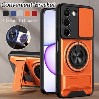ปลอกสําหรับRealme C100 ix C100i C100x C83 RealmeC100 i RealmeC100i RealmeC83 เคสโทรศัพท์หมุนได้แหวนแม่เหล็กสไลด์กล้องป้องกันStandขาตั้งกันกระแทก