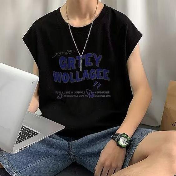MNO.9 Tank B50 เสื้อกล้ามผู้ชาย ลากอักษร เสื้อแขนกุด ผ้าโพลิเอสเตอร์ แห้งไว ระบายอากาศดี เสื้อออกกำลังกาย