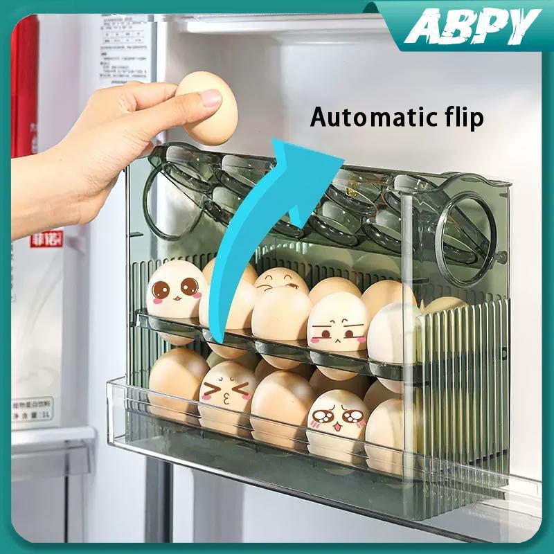 ABPY ชั้นวางไข่ ในตู้เย็น สีขุ่น กล่องเก็บไข่ 3 ชั้น ใส่ไข่ได้ 30 ฟอง วางซ้อนกันได้ อุปกรณ์จัดเก็บ 30 Slots 3 Layer Egg Tray Storage Fridge ABPY