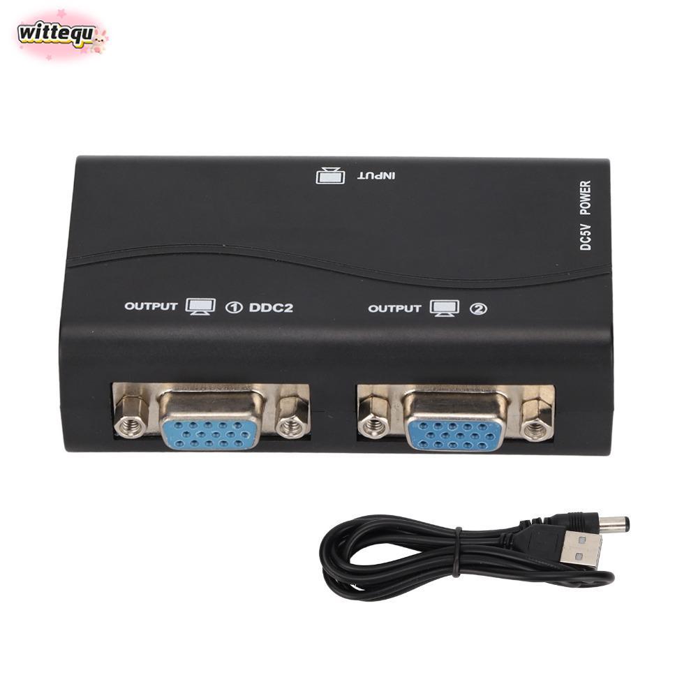WITTETH VGA Splitter, 1920x1440 1080P USB Powered Video Splitter, HD Video Splitter 1 in 2 Out 250MH
