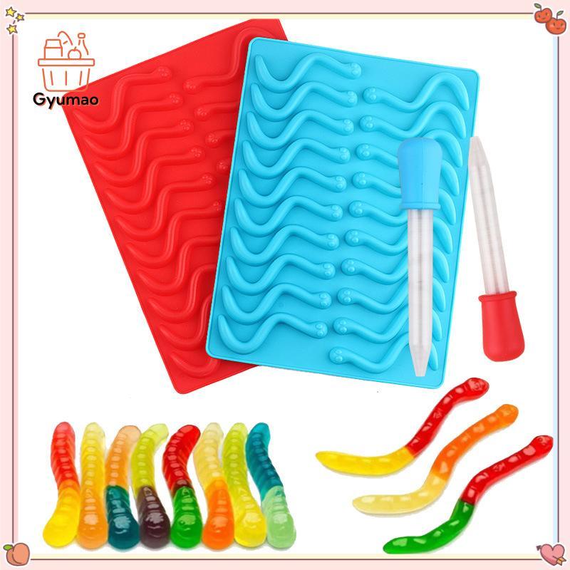 [Gyu] 20PCS Creative หลุม DIY ซิลิโคน Gummy หนอนงูช็อกโกแลตแม่พิมพ์น้ําตาล Candy Jelly แม่พิมพ์ถาดน้ําแข็งแม่พิมพ์เค้กตกแต่งเครื่องมือ TH