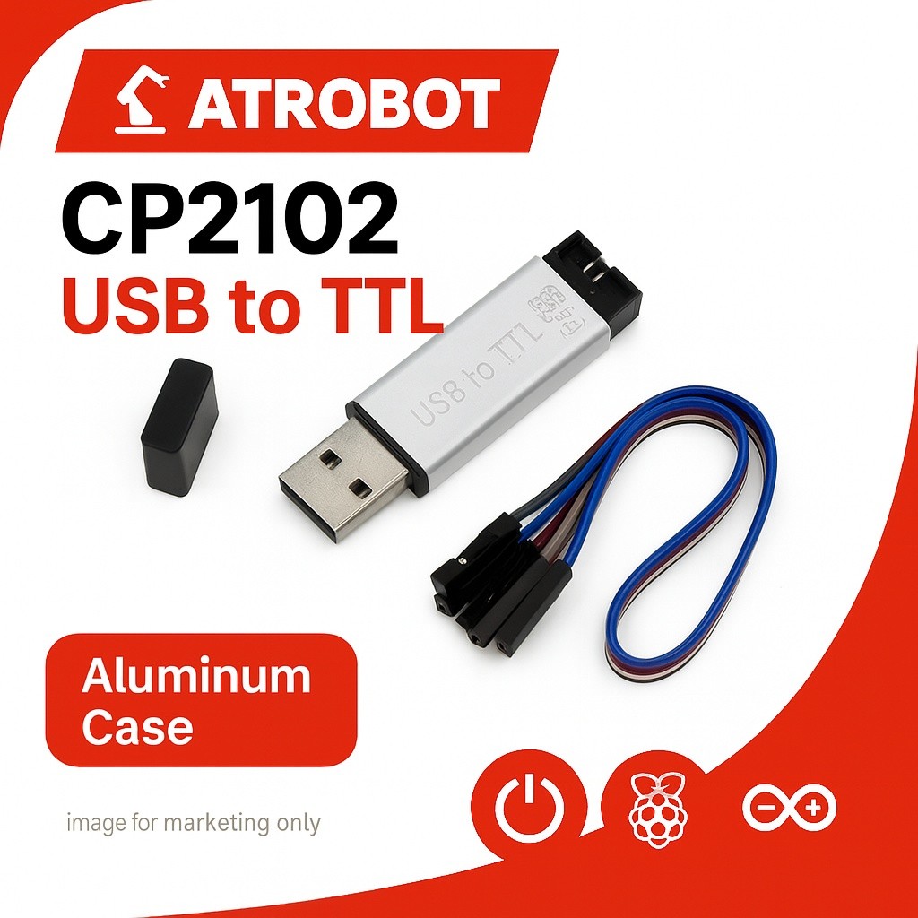 CP2102 USB to TTL โมดูล พร้อมเคสอะลูมิเนียม รองรับ 3.3V/5V STC โอนถ่ายข้อมูลเร็ว ทนทาน