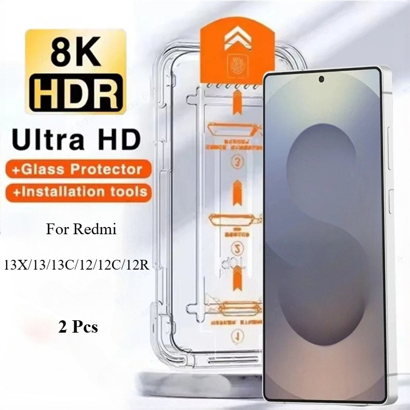 2 ชิ้นสําหรับ Xiaomi Redmi 13X 13C 13 12 12C แก้ว Oleophobic เคลือบฝุ่นฟรีติดตั้งง่ายป้องกันหน้าจอ