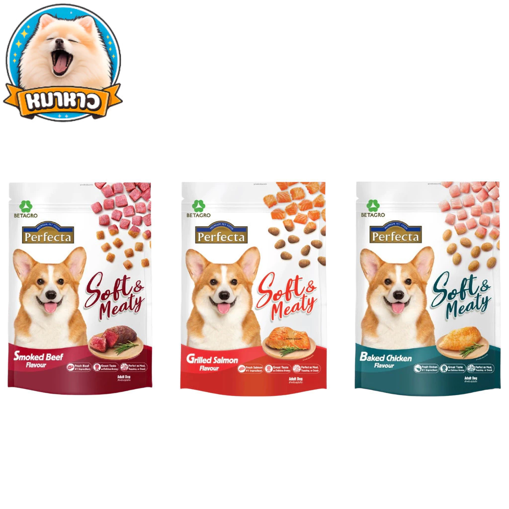 Perfecta Soft & Meaty เพอร์เฟคต้า อาหารสุนัข เม็ดนิ่ม เกรดพรีเมียม เคี้ยวง่าย เม็ดหมา ขนาด 1kg