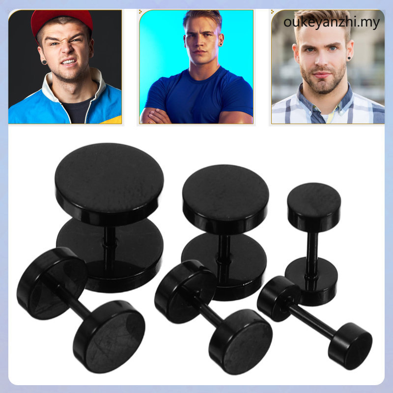 6 ชิ้น Dumbbells ต่างหูวัดต่างหูปลอม