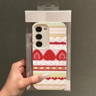น่ารักหวานสีแดงสตรอเบอร์รี่รูปแบบเค้กเคสโทรศัพท์สําหรับGalaxy A16 A15 A26 A35 A56 A05 A55 A54 A06 A14 A34 A53 A25 A23 A52 ฝาครอบ