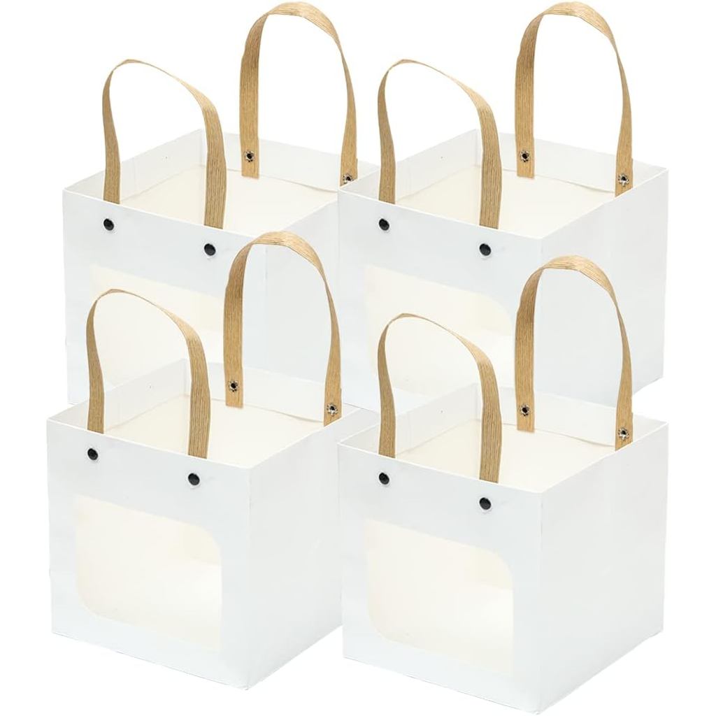 Ysmile Party Favor ถุงกระดาษคราฟท์สําหรับของขวัญพร้อมที่จับสแควร์สําหรับวันเกิด Baby Shower 5.9 "x5.