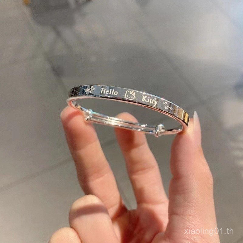 สร้อยข้อมือเงินบริสุทธิ์ 999 Hello KT สำหรับเด็ก ดีไซน์น่ารักเหมือนเจ้าหญิง