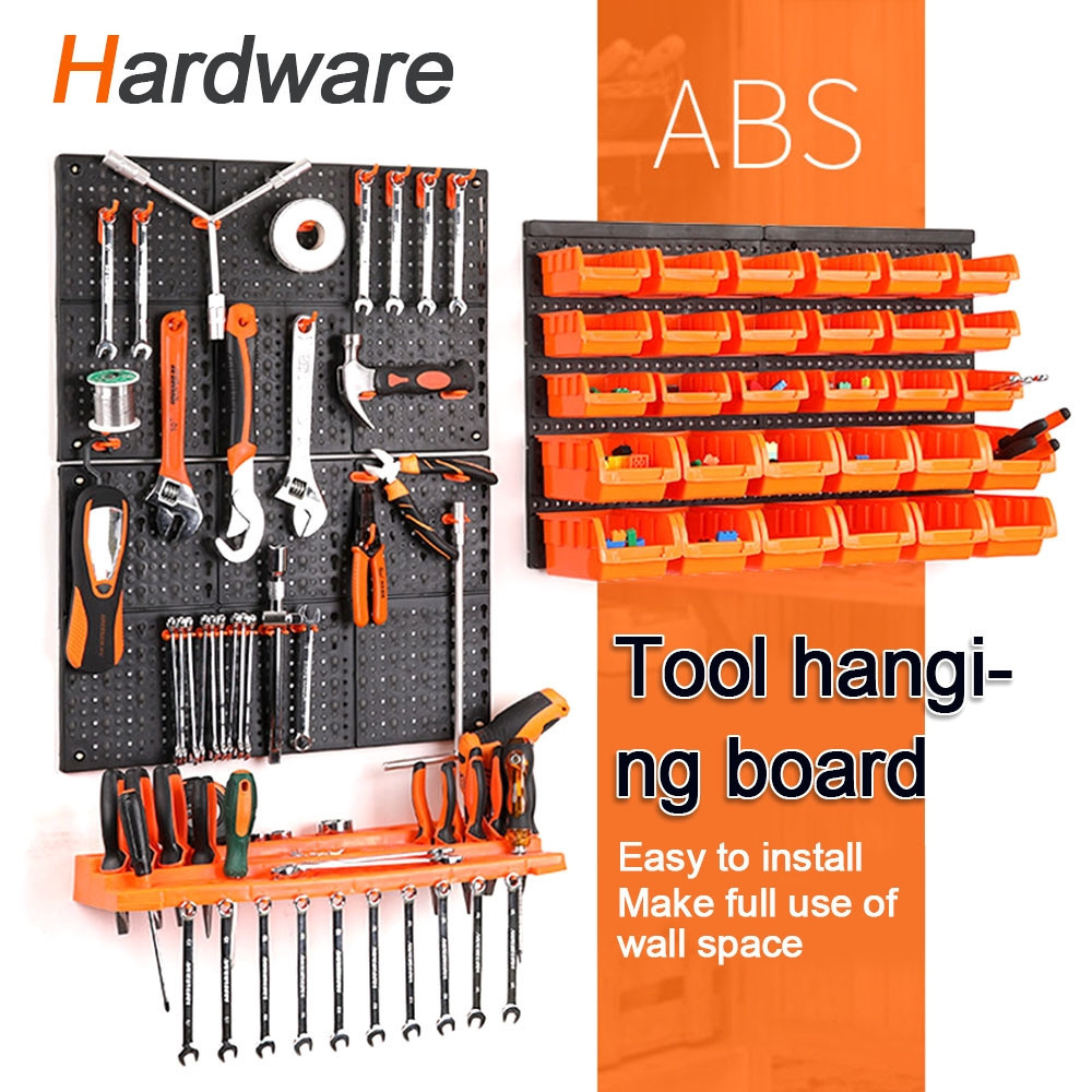 【Ready Stock】Garage Wall Tool Rack Pegboard + Shelf Tool Organiser/Holder Wall-Mounted/Fixed, Includ
