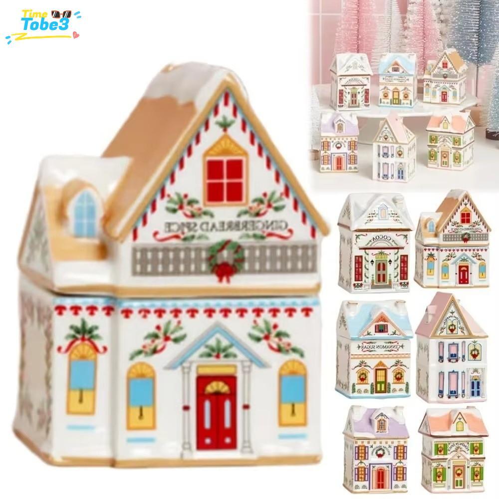 TOBE3 Village Spice House Jars, การ์ตูนเดสก์ท็อปตกแต่ง House Holiday Village Spice House, น่ารัก Min