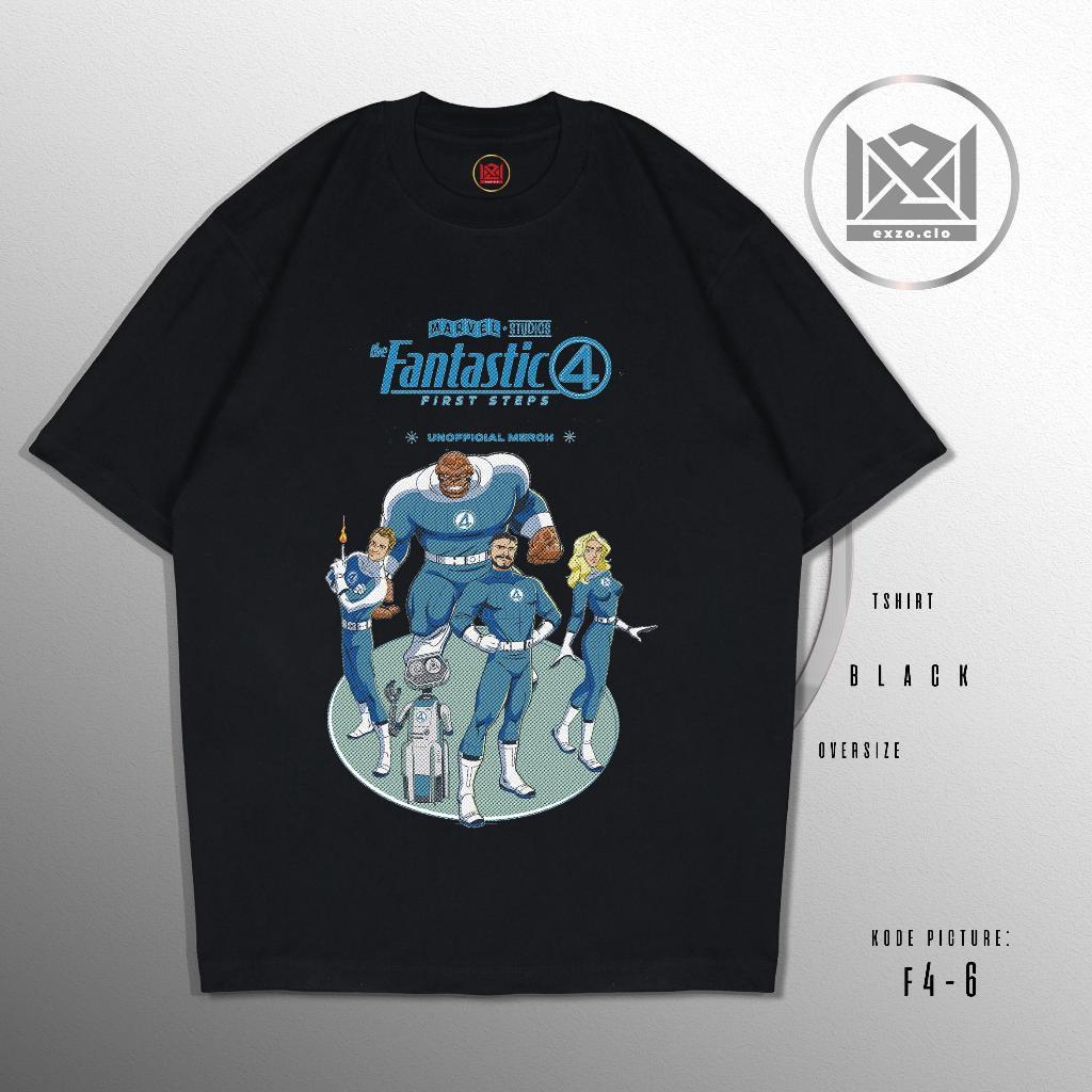 KATUN EXZO FANTASTIC 4 BLACK OVERSIZE และ REGULAR 24s หวีผ้าฝ้าย FANTASTIC FOUR TSHIRT