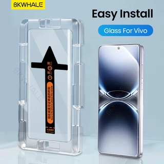 BKWHALE ติดตั้งง่ายกระจกนิรภัยสําหรับ Vivo X200S X100S V60 V50 V40 V30 Lite V40E V30E V29E V29E V29 Y300 Y200 X300 X300 X200 Pro Mini X100 Ultra Screen Protector 13 15 Pro iQOO 11 Pro 12 Pro
