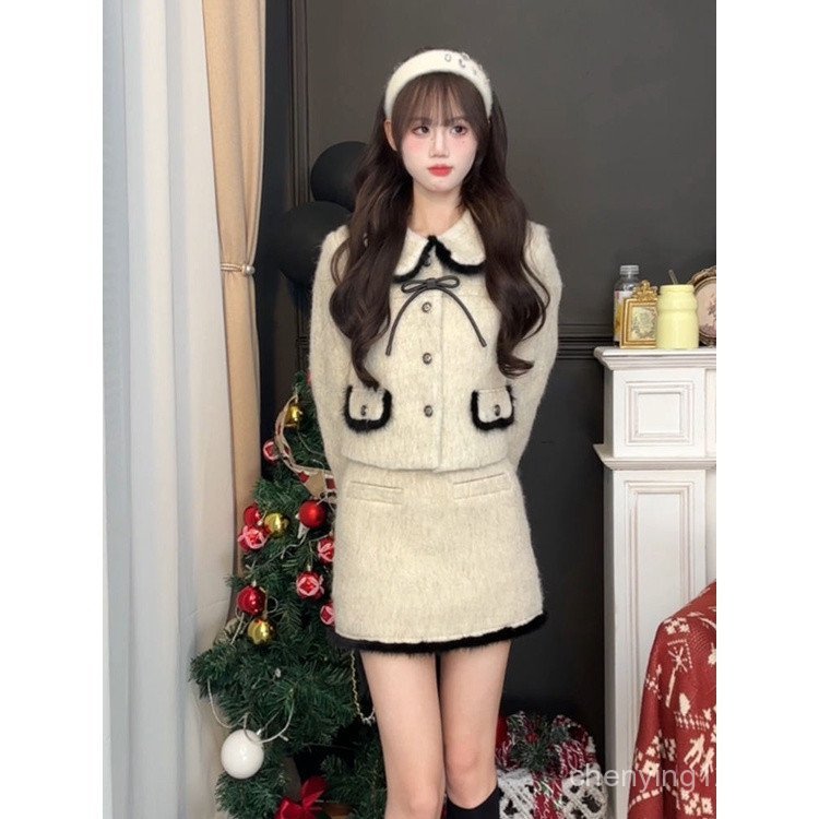 เสื้อแจ็คเก็ตแขนยาวและกระโปรงเอวสูง A9JK