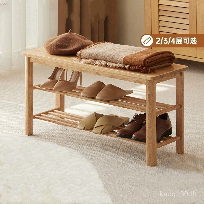 Multi-Layer Simple N5 รองเท้าเปลี่ยนสตูลไม้เนื้อแข็งทั้งหมดรองเท้าเปลี่ยนแร็คสามารถนั่งประตู Oak สตู