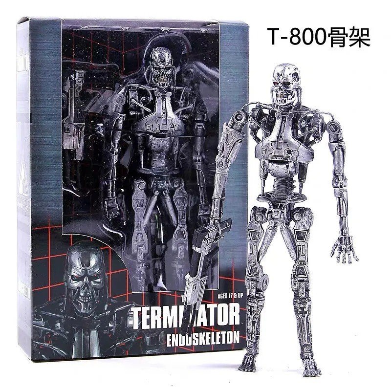 พร้อมสต็อก NECA Terminator T800 Skeleton Future Warrior T1000 Machinery Movable Model Decorative Dol