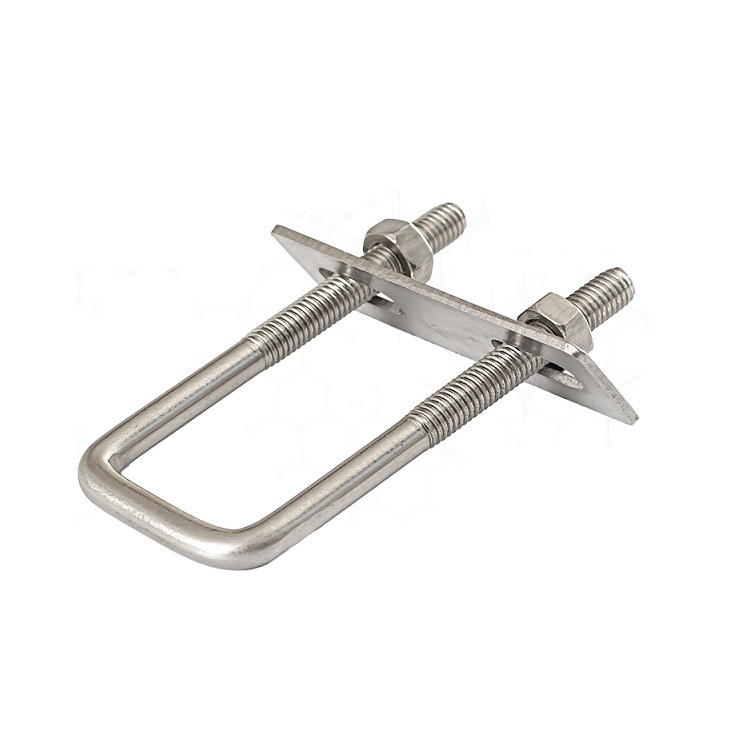 304 Square Card มุมขวา U-Shaped Bolt M6M8U-Shaped Buckle Square Tube Fixing Fitting สกรูมุมขวาสแตนเล