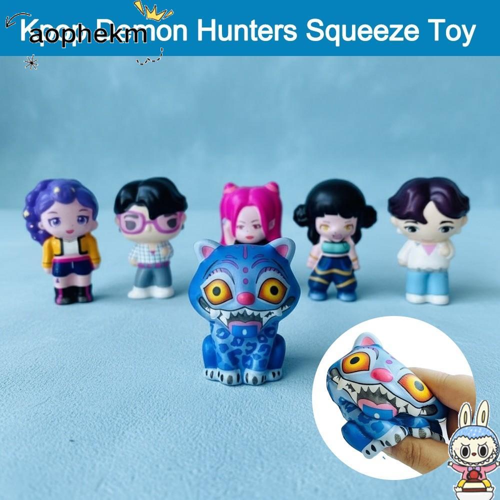 AOPHEKM Kpop Demon Hunters บีบของเล่น,รูปปั้นนุ่มอะนิเมะ Anti-Stress Squishy ของเล่น​​, นํากลับมาใช้
