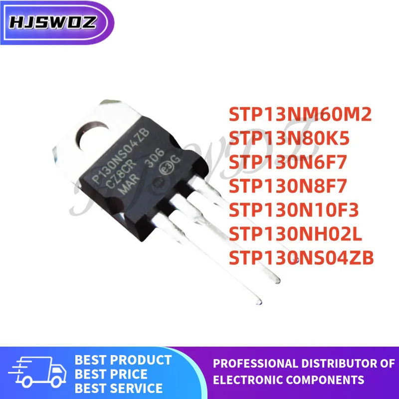 5PCS STP13N80K5 STP130N10F3 STP130NH02L STP130NS04ZB STP130N6F7 TO-220 Field Effect ทรานซิสเตอร์