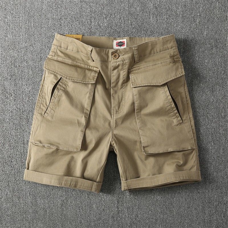 American Multi-Pocket Stretch Overalls กางเกงขาสั้นผู้ชายแบรนด์ Shawn Yue หลวมสบายๆ 5 จุดกางเกงกลางกางเกง 12.24