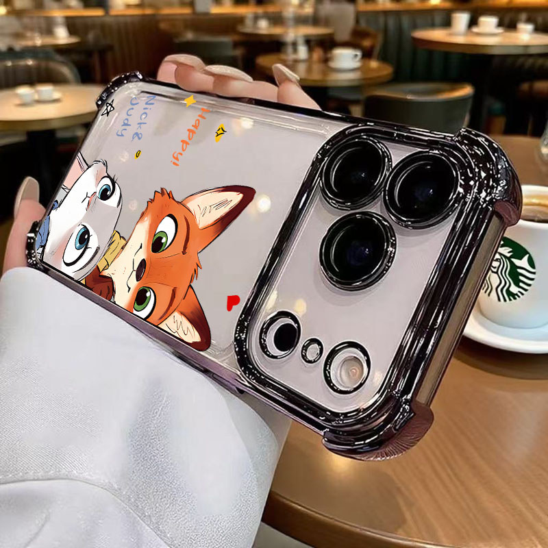 โปร่งใส Zootopia Jodie Judy Nick เคสโทรศัพท์สําหรับ iPhone 14 13 12 11 Pro Max 14 Plus 13 12 Mini Soft Anti-drop Cover