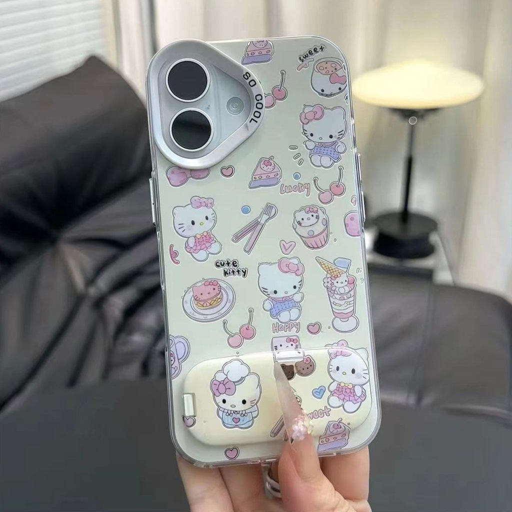 เค้กคิตตี้คอลเลกชันเงินสีสันสดใสเหมาะสําหรับ Apple 17Pro + เคสโทรศัพท์ iphone16max Huawei mate70 Hua