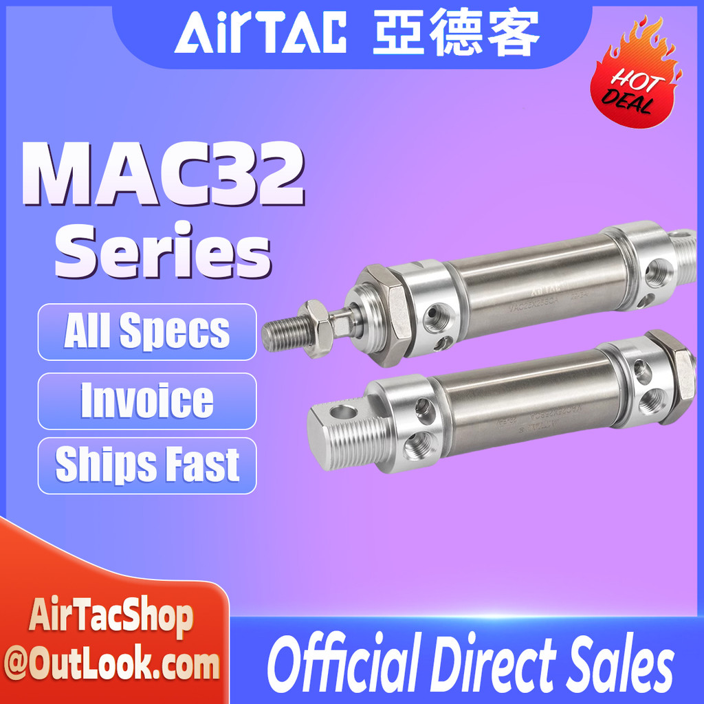 AirTAC MAC32 กระบอกมินิคุชชั่น MAC Series ใน 16/20/25/32 Bore ขนาด 10/30/40/60/75/100/200mm Stroke รุ่น SCA