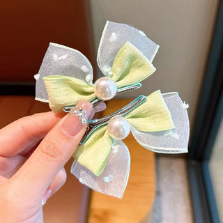 สินค้าใหม่! กิ๊บติดผมประดับมุกและโบว์เรียบง่าย 🎀 สำหรับผู้หญิง สีสันสดใส