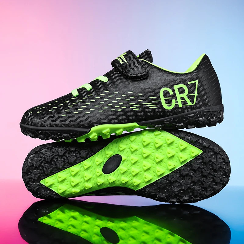 ใหม่ร้อนเด็กรองเท้าฟุตบอลกลางแจ้ง Trainers รองเท้าฟุตบอลสําหรับเด็กชายหญิง Hook Loop ฟุตบอล Cleats ฟุตซอล Sneakers28-39 A4U64A