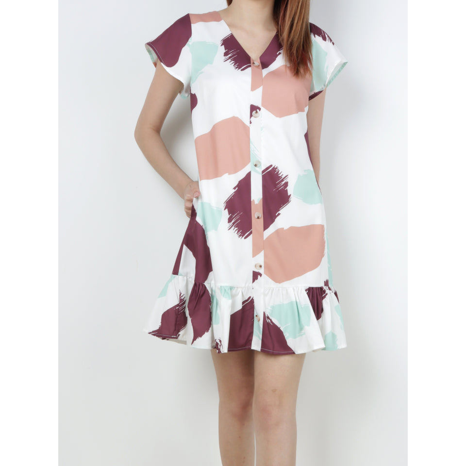 Rachel Ruffles Dress - สนิม