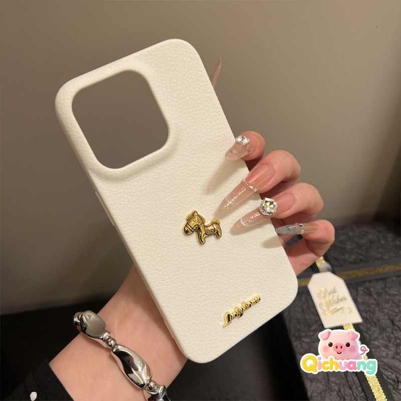 ปีใหม่สําหรับ iQOO Z10X Z10 Z9 Turbo + Pro Z9X Z8 Z8X Z7 Pro Z7i Z6 Lite 5G กรณี 3D Gold Pony ภาษาอั