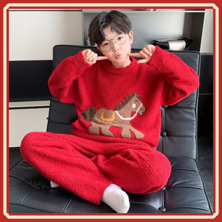 ชุดนอนหนาเหมือนขนแกะสำหรับเด็กผู้ชายในฤดูหนาว - BJE