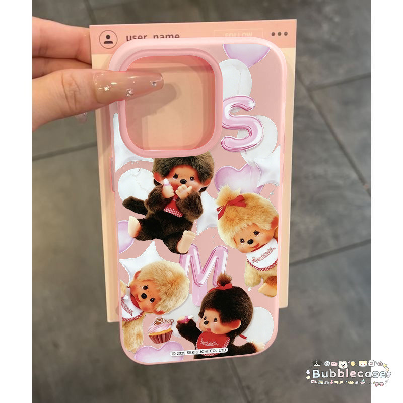 เคส OPPO A38 A17 A76 A78 A16 A1K A3S A3X A60 A15 A52 A58 A16K A74 มอนชิชิหัวใจแสนหวานสีลูกกวาดปก2 in 1 ใหม่