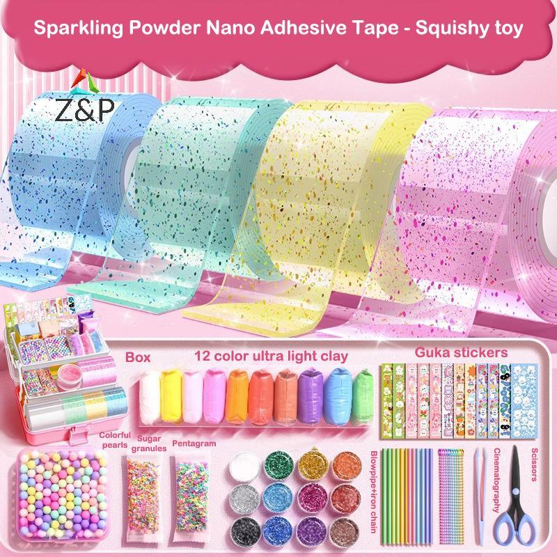 Z&P DIY Craft Pinch Making Blowable Bubble Tape Non-marking กาวสองหน้าสีแบบใช้ซ้ําได้เทปสูง COD