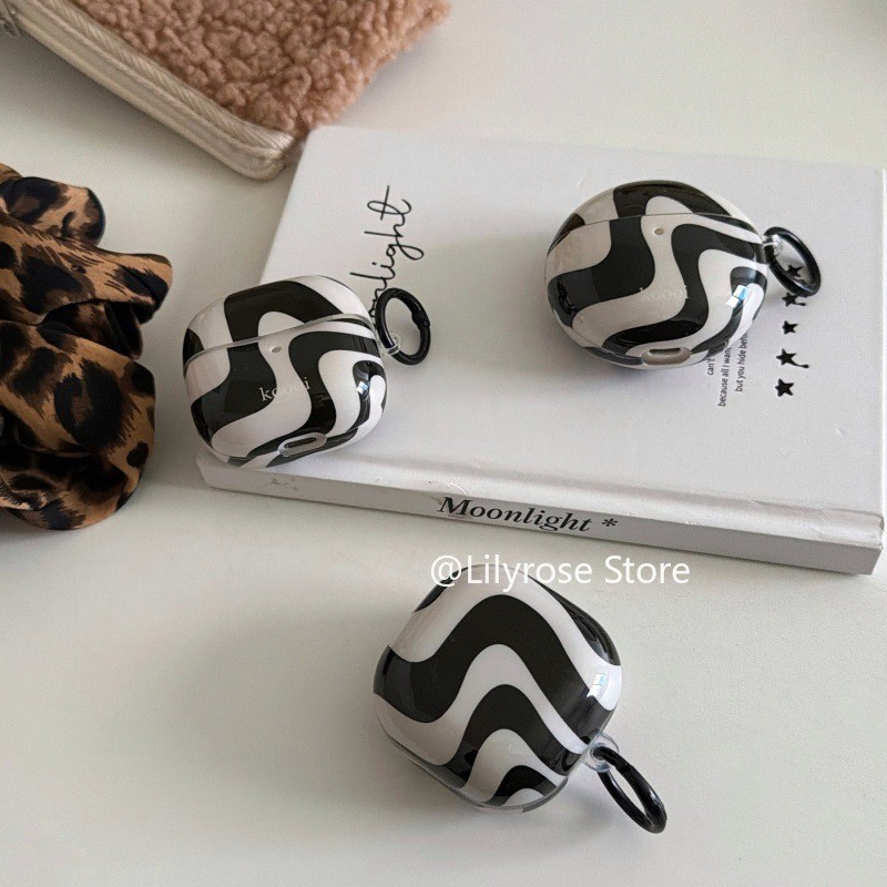 สีดําไม่สม่ําเสมอเส้นเหมาะสําหรับ Huawei Freebuds 7i6i เคสหูฟัง 4th Generation 5iSE2 เคสป้องกัน