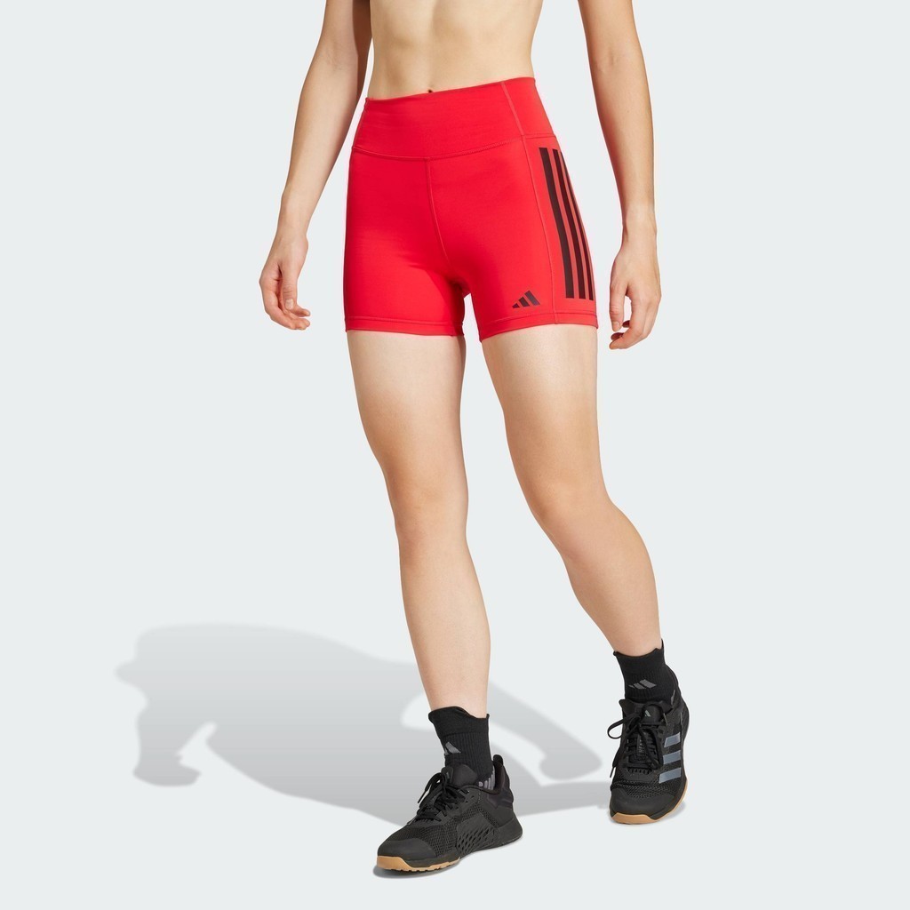 adidas Gym & Training Optimé 3-Stripes 1/4 Short Leggings Women Red JN4583