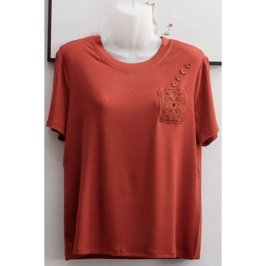 เสื้อยืดแขนสั้นแบบคลุมไหล่ ใส่สบาย กะบุกระบายคอ พร้อมเนื้อผ้า Modal นุ่มนวล (fs808)