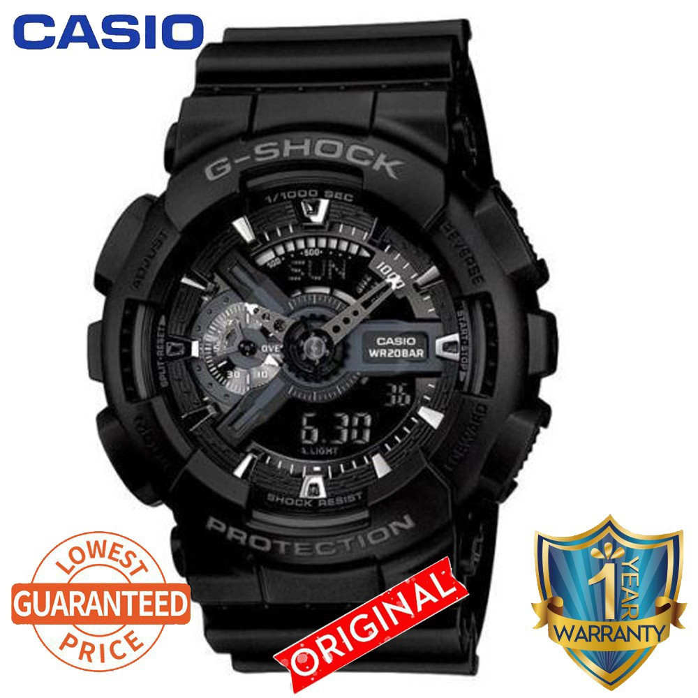 UMIMI-QI g-shock GA-110 นาฬิกาสปอร์ตสีดําสีแดงนาฬิกาข้อมือผู้ชายกีฬากันน้ํา V846